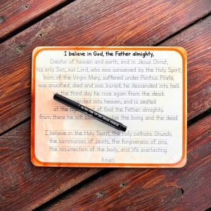Apostle's Creed customizable prayer tracing practice - dry-erase board