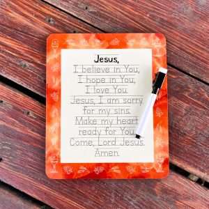 Eucharist Prayer Dry-Erase Board - Great gift for Catholic kids for Mass preparation!