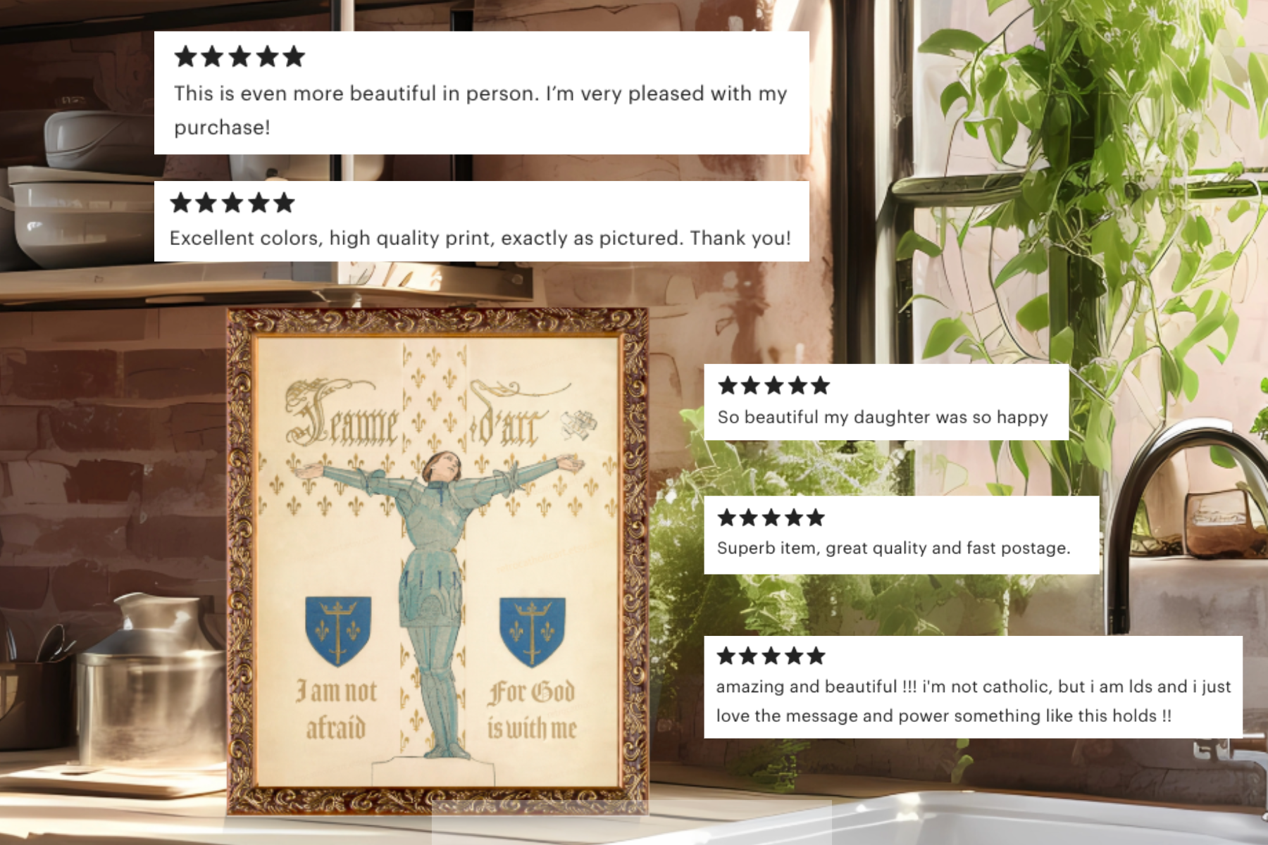 St. Joan of Arc Catholic Inspirational Quote | Vintage Style St. Joan Confirmation Art Print - Image 4