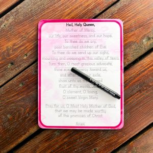 Hail Holy Queen (English) customizable prayer tracing practice - dry-erase board