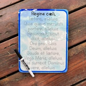 Regina Caeli (Latin) - Reusable Writing Practice Dry-Erase Board - Great for Catholic Homeschoolers