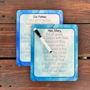 Hail Mary or Our Father prayer customizable tracing practice - dry-erase board