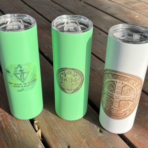 St. Benedict/Michael Glow-in-Dark 18 oz Stainless Steel Tumblers - Green Glow & Blue/Green Glow