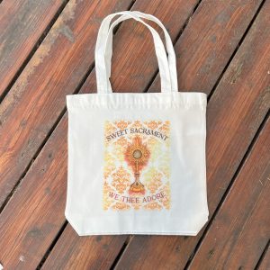 Eucharistic Adoration Monstrance Single-sided medium Catholic tote bag, Great for Mass, Bible Study