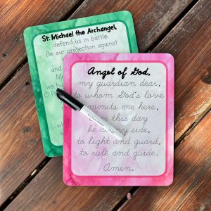Guardian Angel or St. Michael Prayer Customizable Tracing Practice - Dry-Erase Board