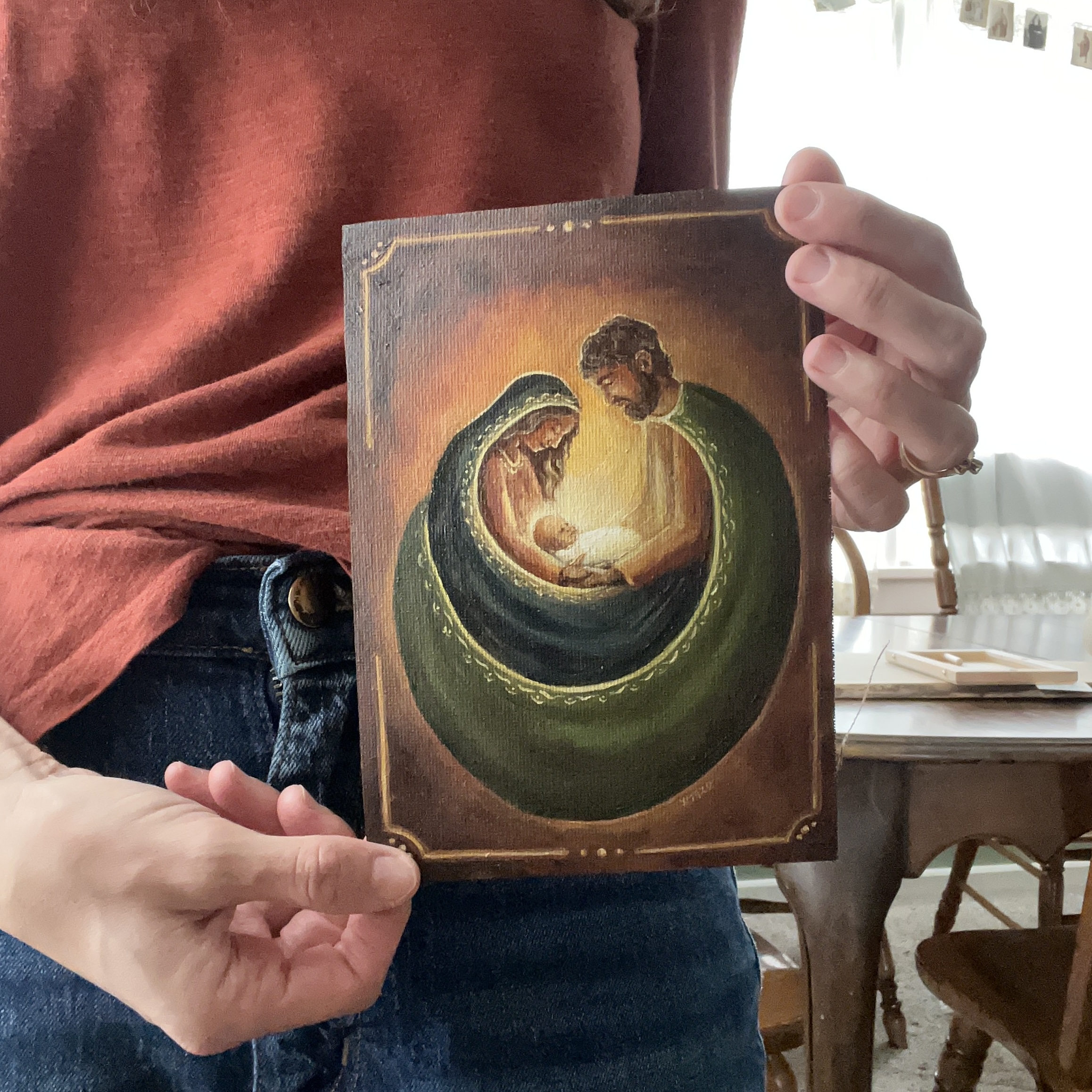 ORIGINAL Holy Family Christmas Painting - Image 2