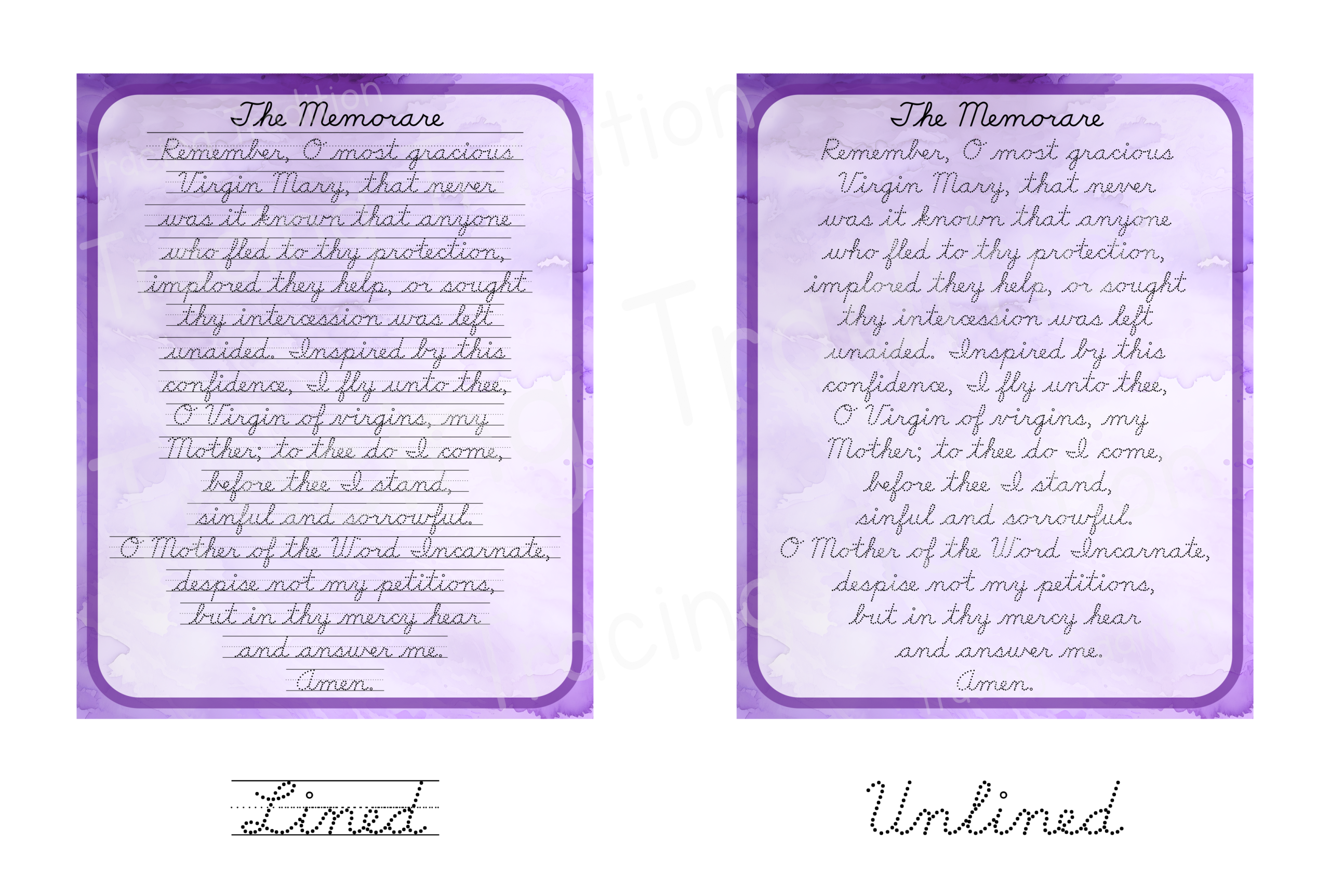 Memorare customizable prayer tracing practice - dry-erase board - Image 5