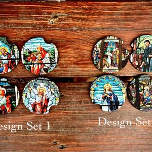 Neoprene Car Coaster Sets of 4- Stained Glass Window Designs - Great small gift!