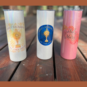 Holographic Catholic Tumblers - 20oz single wall stainless steel - Eucharist and Hail Mary
