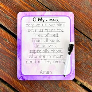 Fatima Rosary Prayer Customizable Hardboard Tracing Practice - Dry-Erase Board