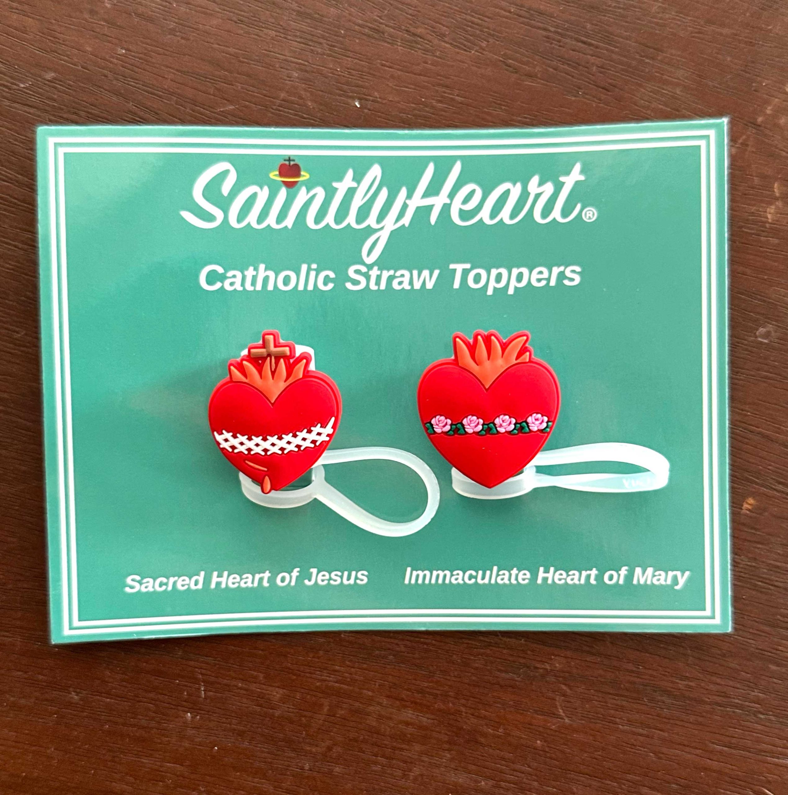 Catholic Straw Toppers: Holy Hearts (a 2 pack!)