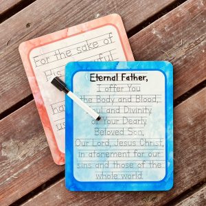Divine Mercy Chaplet custom traceable Catholic prayer dry-erase board set w/ 2 boards