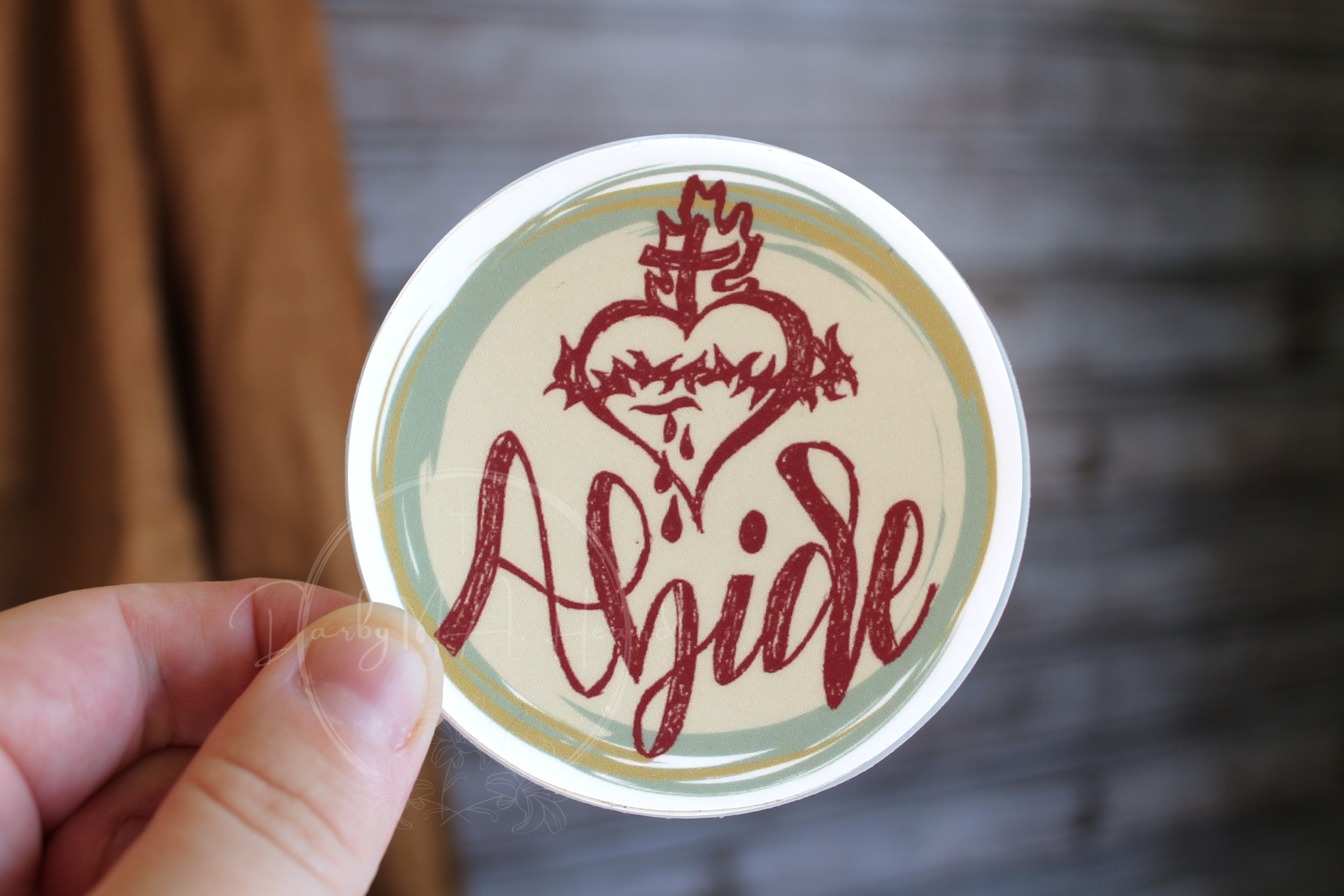 Abide Sacred Heart Vinyl Sticker