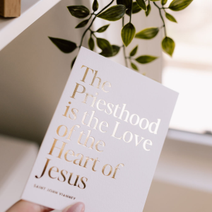 Catholic Greeting Card for Priests, St. John Vianney Quote "Heart of Jesus", Gold Foil