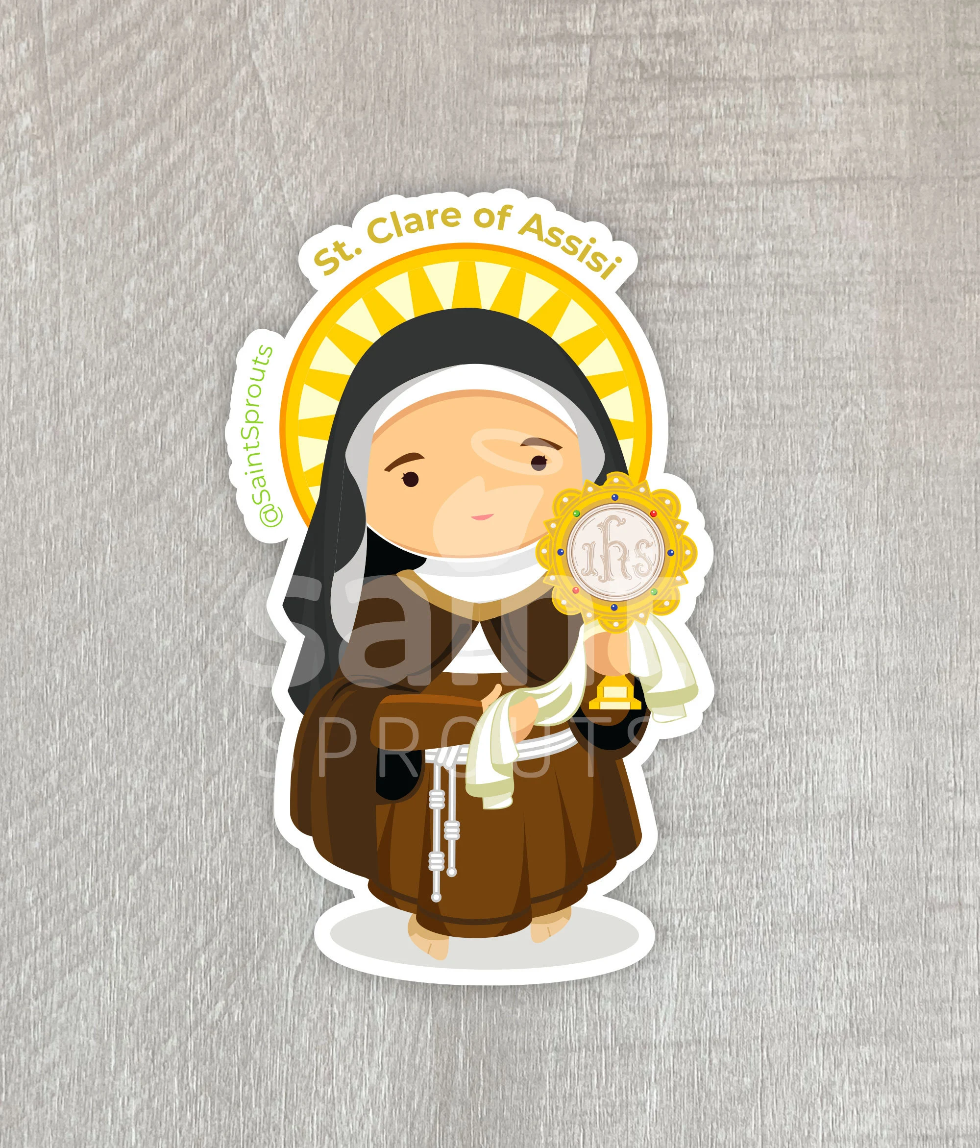 St. Clare of Assisi Sticker - Image 2