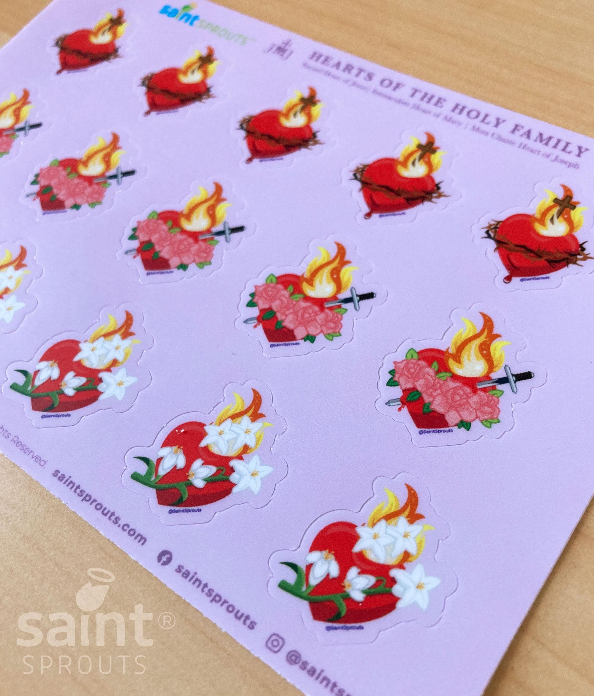 JMJ Hearts Sticker Sheet / Hearts of the Holy Family - Image 3