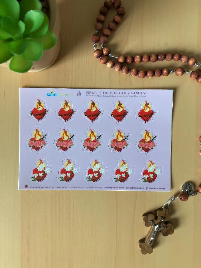 JMJ Hearts Sticker Sheet / Hearts of the Holy Family - Image 4
