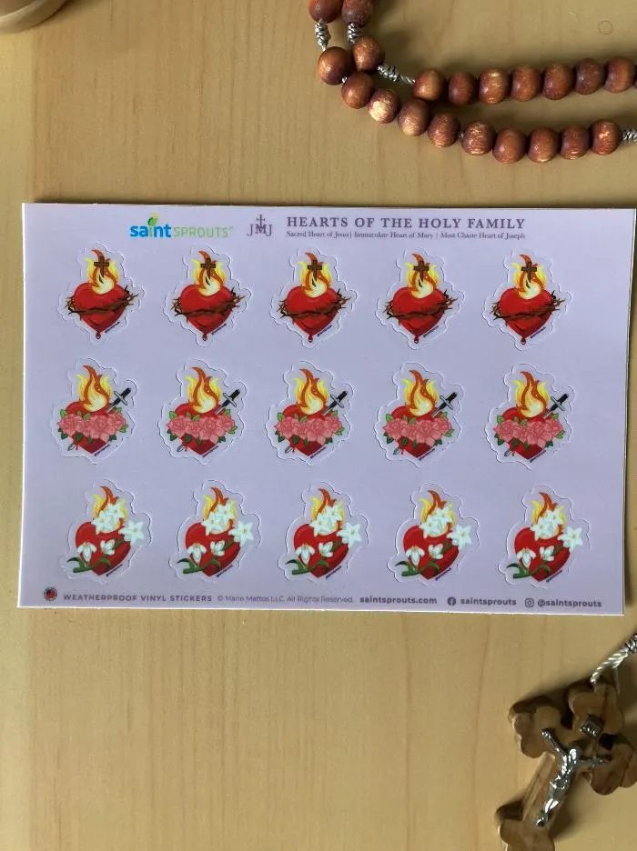JMJ Hearts Sticker Sheet / Hearts of the Holy Family