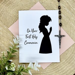 First Holy Communion Greeting Card: Praying Girl Silhouette