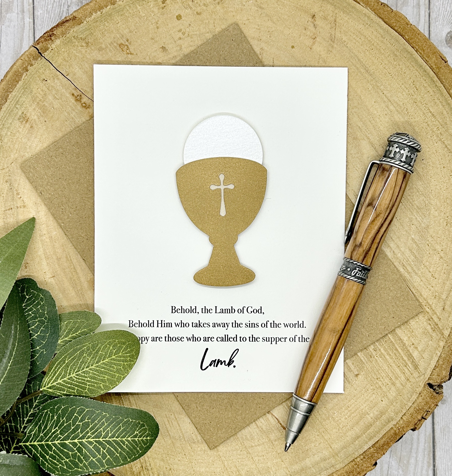 First Holy Communion Greeting Card: Gold Chalice with Eucharistic Prayer