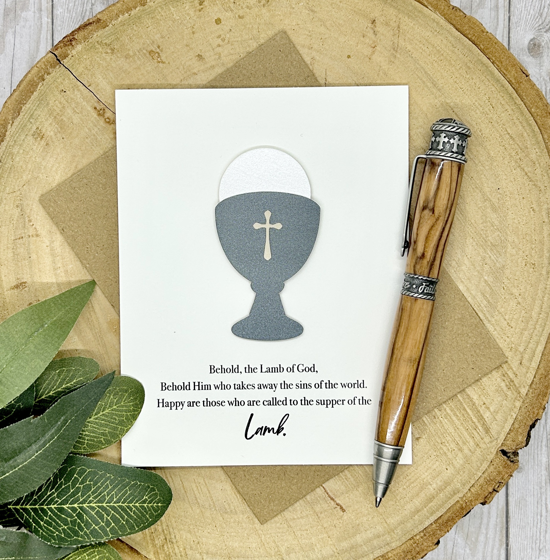 First Holy Communion Greeting Card: Silver Chalice with Eucharistic Prayer