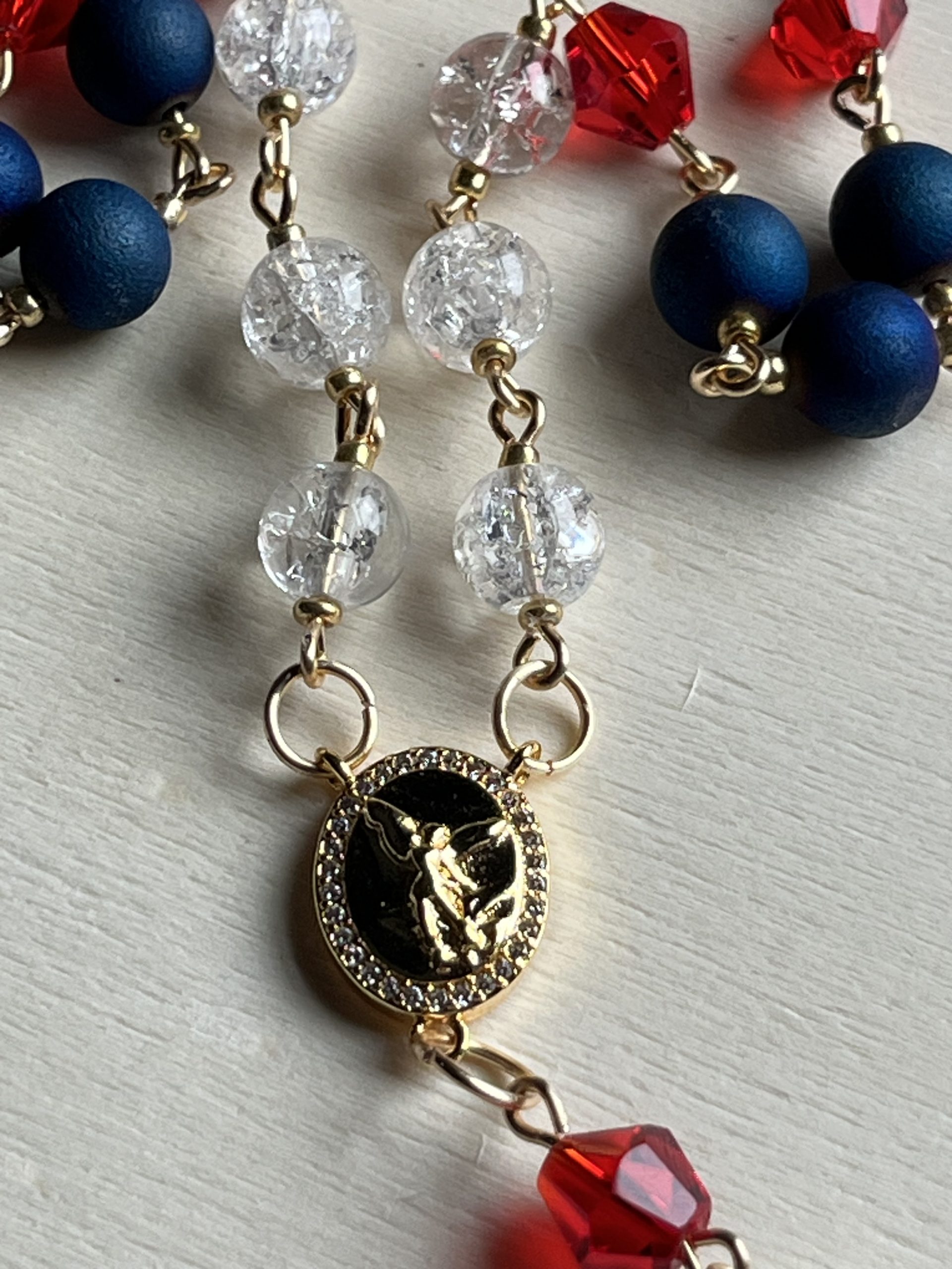 Saint Michael Chaplet: Crystal Rosary, Catholic Prayer Beads - Image 5