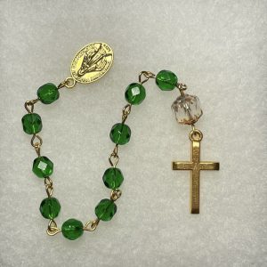 Emerald Green Czech Glass Single Decade Rosary