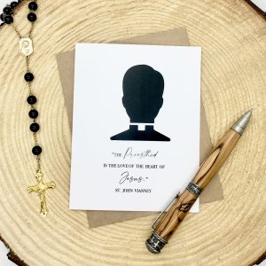 St. John Vianney Priest Silhouette Greeting Card