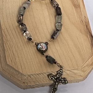 Green Quartz St. Joseph Car Rosary – Handmade Catholic Auto Rosary
