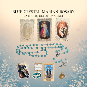 Blue Aurora Borealis Crystal Rosary Gift Box | Italian Handmade Catholic Devotional