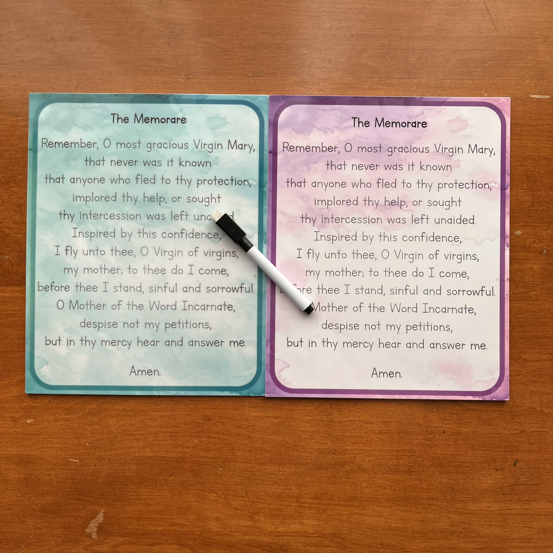 Premade Discounted Hail Holy Queen + Memorare Dry-Erase Boards - Image 2