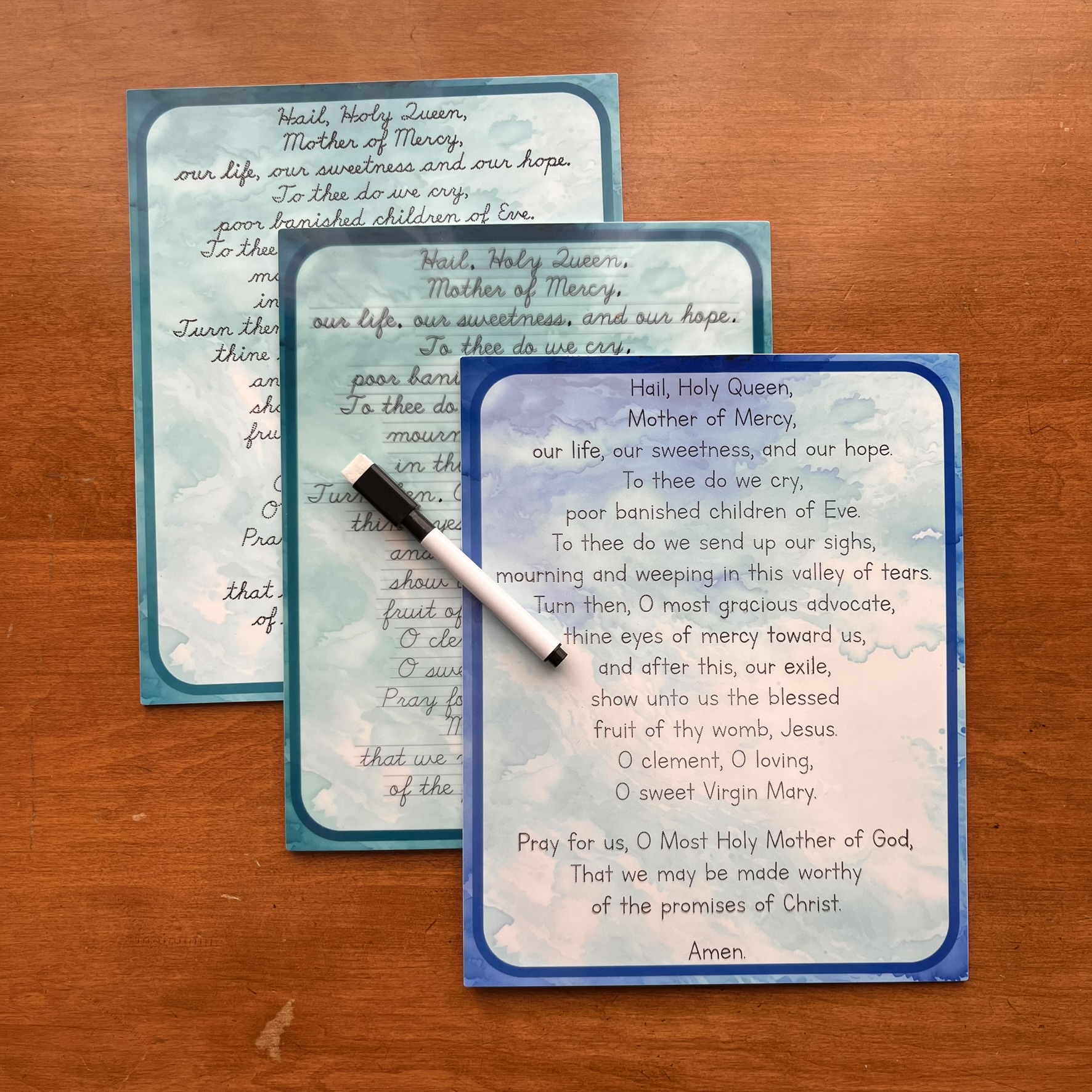 Premade Discounted Hail Holy Queen + Memorare Dry-Erase Boards - Image 4