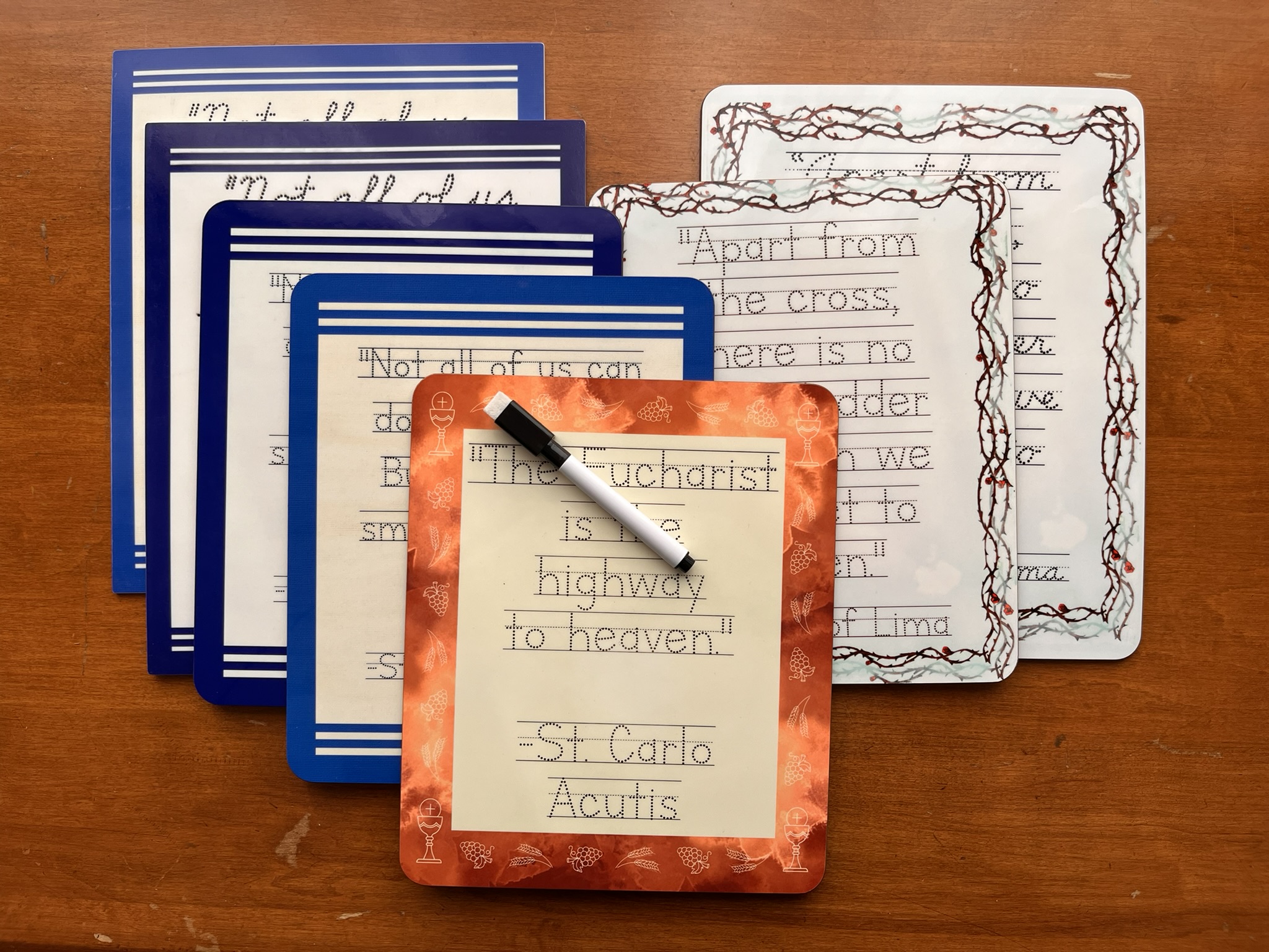 Premade Discounted Saint Quote Dry-Erase Boards