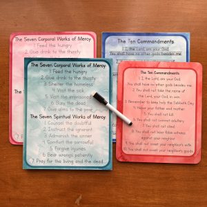 Premade Discounted Works of Mercy + Ten Commandments Dry-Erase Boards