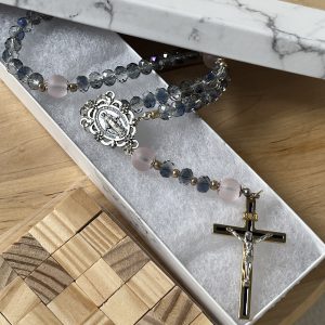 Blue Crystal Catholic Rosary: Miraculous Medal Rosary