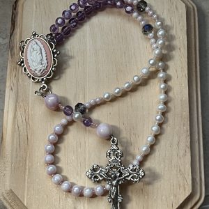 Beaded Guadalupe Rosary: Freshwater Pearl Catholic Prayer Rosary