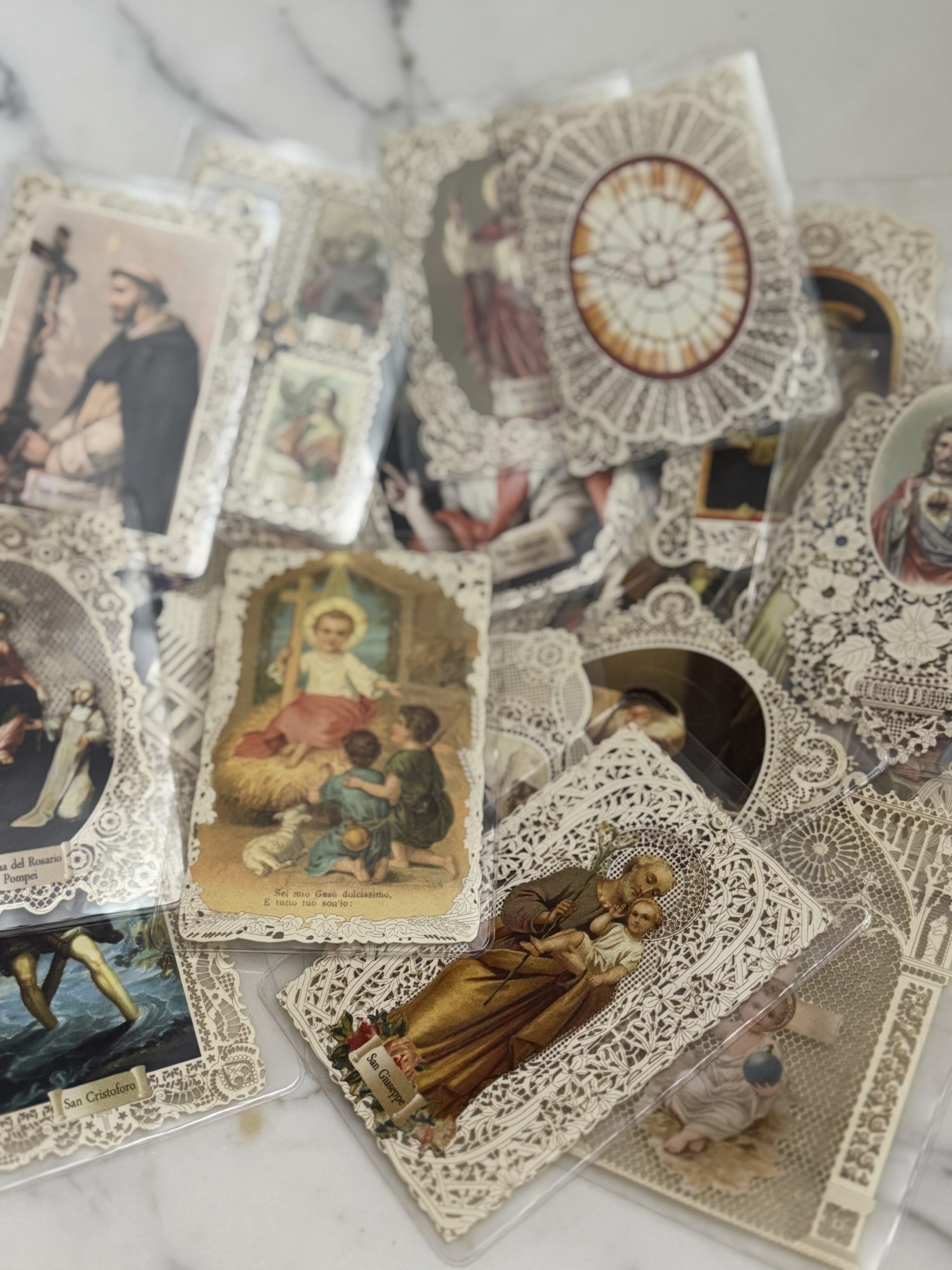 Italian Lace Holy Cards Set of 10 | Catholic Saint Prayer Cards - Image 3
