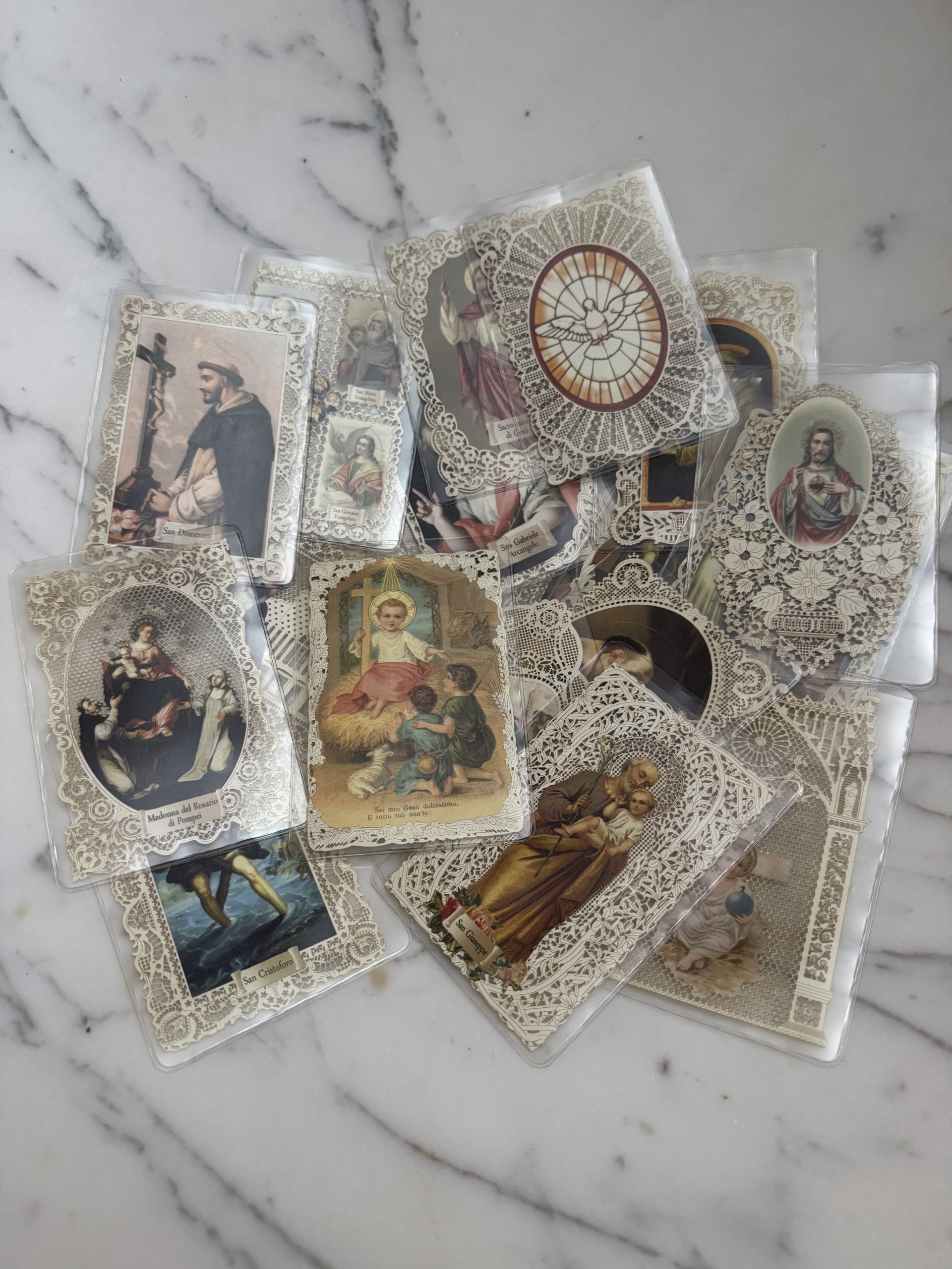 Italian Lace Holy Cards Set of 10 | Catholic Saint Prayer Cards - Image 2