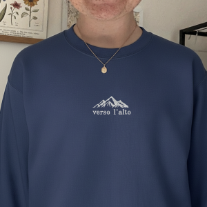 Saint Pier Giorgio Frassati Verso L'alto Embroidered Crewneck