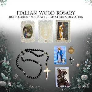 Black Wood Sorrowful Mysteries Rosary Gift Box – Hand-Carved Italian Crucifix