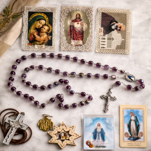 Violet AB Crystal Rosary Gift Box | Italian Handmade Catholic Devotional