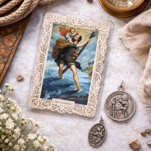 St. Christopher Pocket Devotional Set — Patron of Travelers Prayer Coin & Medal