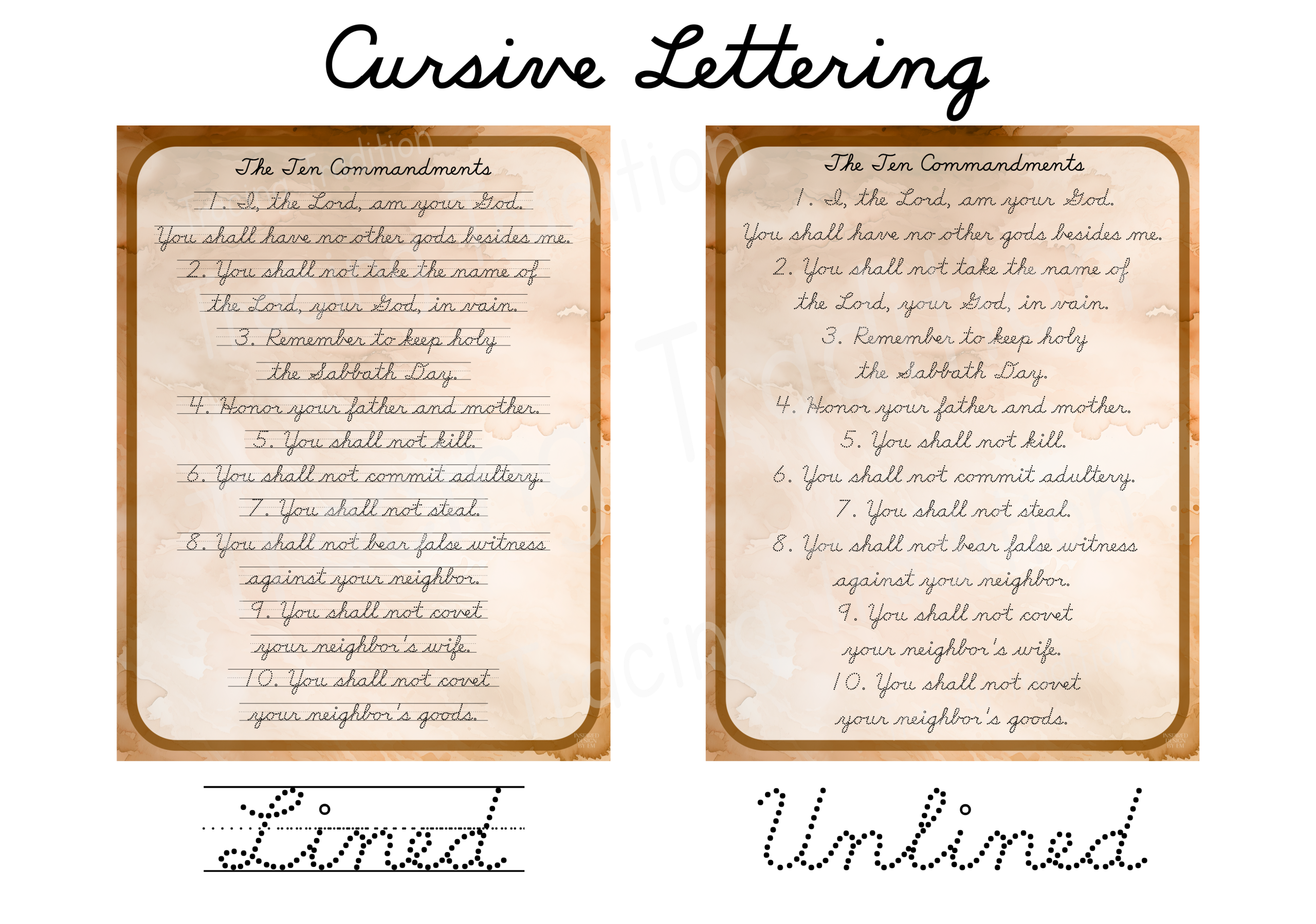 Ten Commandments Customizable Tracing Practice - Dry-Erase Board - Image 4