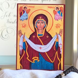 3.5x5 inch Protecting Veil of the Theotokos Icon