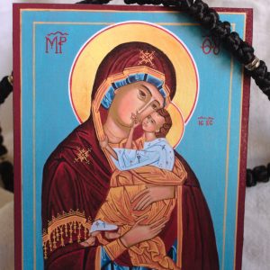 Virgin Mary & Christ Child Icon – Byzantine Style Theotokos Icon – 4x5 Religious Icon