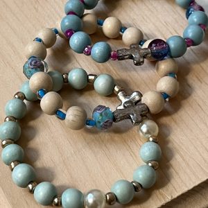 Wood Beaded Rosary Bracelet – Handmade Catholic Jewelry for Girls