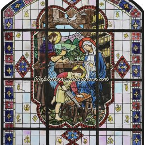 Holy Family stained glass window watercolor print