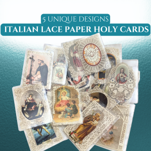 Italian Lace Paper Holy Cards Set of 5 | Traditional Catholic Saint Prayer Cards