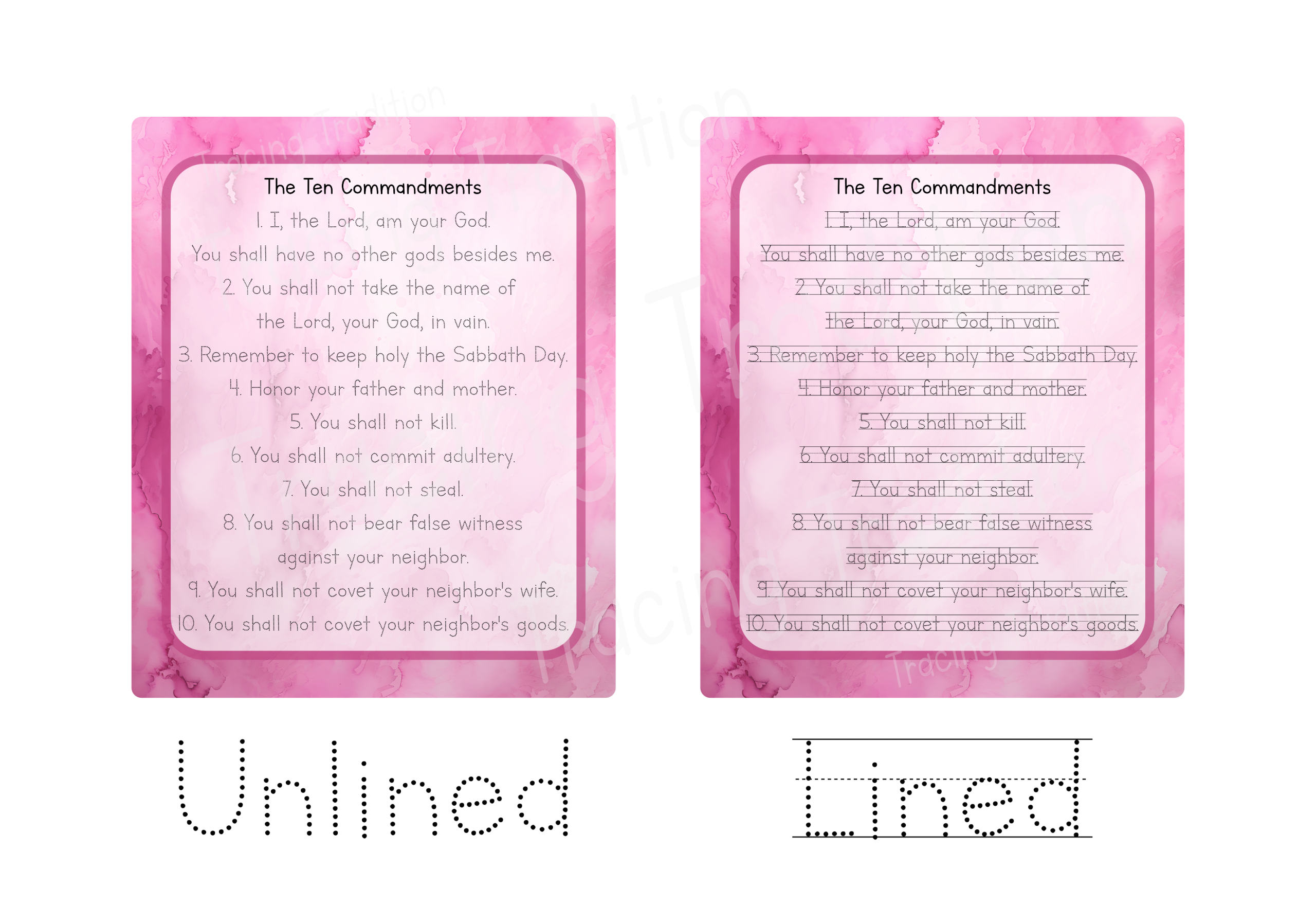 Ten Commandments Customizable Tracing Practice - Dry-Erase Board - Image 5