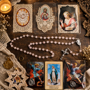 Rose Quartz Gemstone Rosary Gift Box | Handmade Italian Catholic Devotional